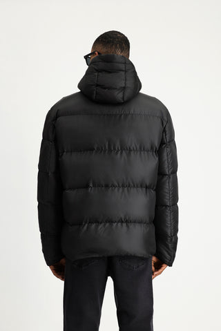  Siyah Slim Fit Dar Kesim Kapüşonlu Spor Şişme Mont