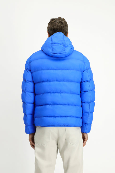 Saks Mavi Kapüşonlu Çantalı Spor Şişme Mont