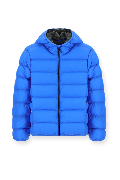 Saks Mavi Kapüşonlu Çantalı Spor Şişme Mont