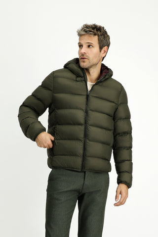  Orta Haki Kapüşonlu Çantalı Spor Şişme Mont