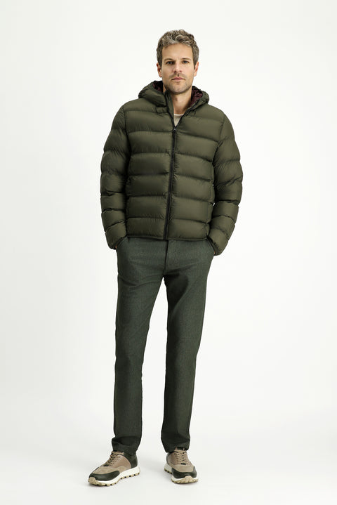 Orta Haki Kapüşonlu Çantalı Spor Şişme Mont