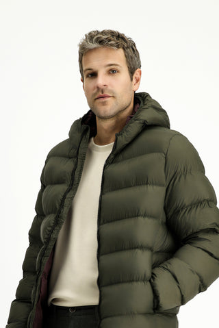  Orta Haki Kapüşonlu Çantalı Spor Şişme Mont