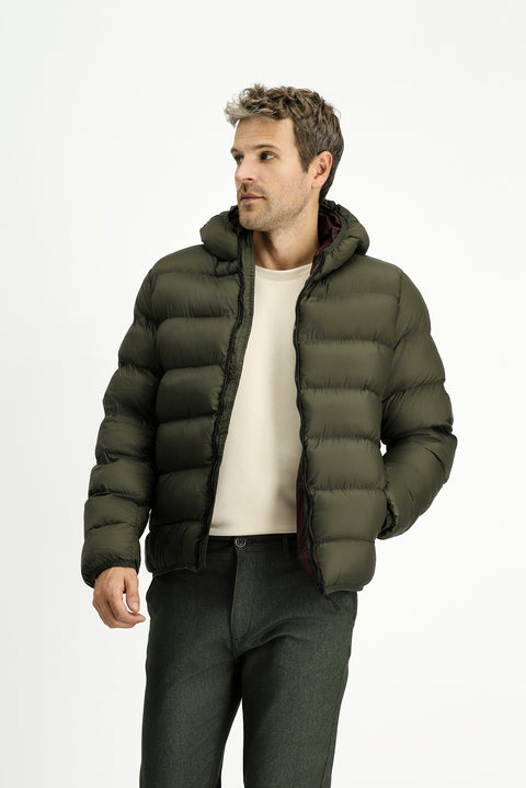 Orta Haki Kapüşonlu Çantalı Spor Şişme Mont