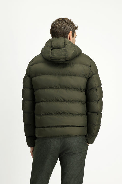 Orta Haki Kapüşonlu Çantalı Spor Şişme Mont