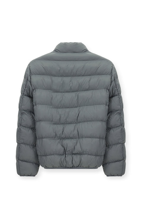 Açık Gri Çantalı Dik Yaka Fermuarlı Cepli Rüzgar Geçirmez Spor Şişme Mont