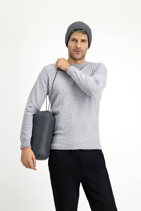 Koyu Mavi  Çantalı Dik Yaka Fermuarlı Cepli Rüzgar Geçirmez Spor Şişme Mont