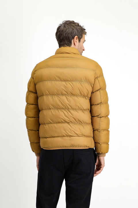 Hardal Çantalı Dik Yaka Fermuarlı Cepli Rüzgar Geçirmez Spor Şişme Mont