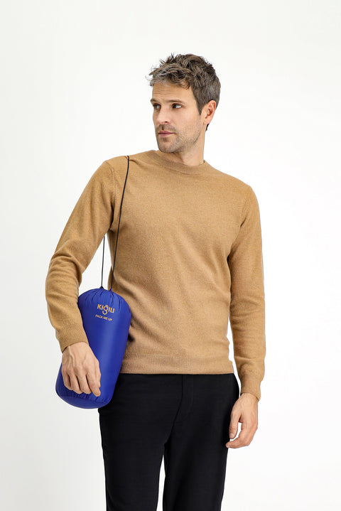 Hardal Çantalı Dik Yaka Fermuarlı Cepli Rüzgar Geçirmez Spor Şişme Mont