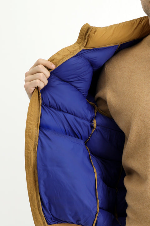 Hardal Çantalı Dik Yaka Fermuarlı Cepli Rüzgar Geçirmez Spor Şişme Mont