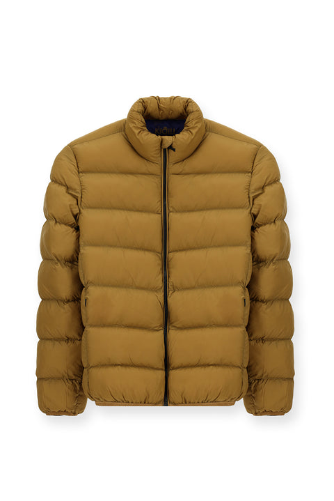 Hardal Çantalı Dik Yaka Fermuarlı Cepli Rüzgar Geçirmez Spor Şişme Mont