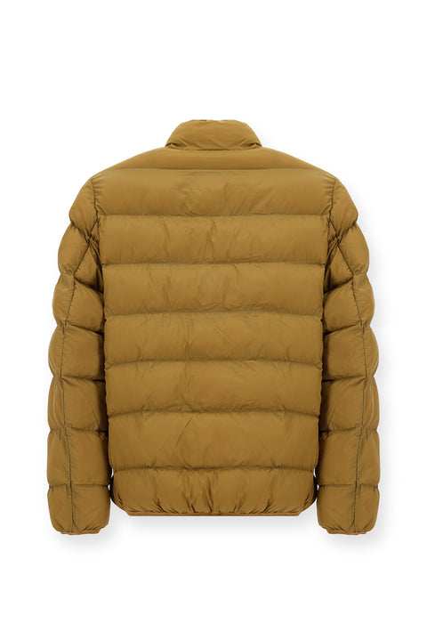 Mustard Yellow Stand Collar Zippered Pocket Windproof Sport Puffer Jacket