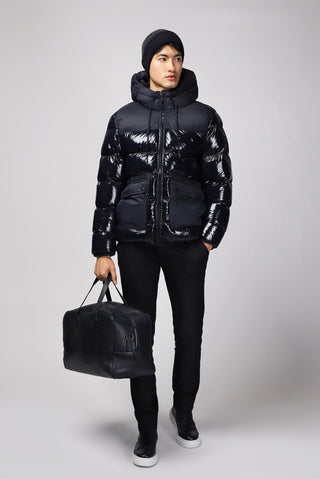  Koyu Lacivert Kapüşonlu Kapitone Spor Şişme Mont