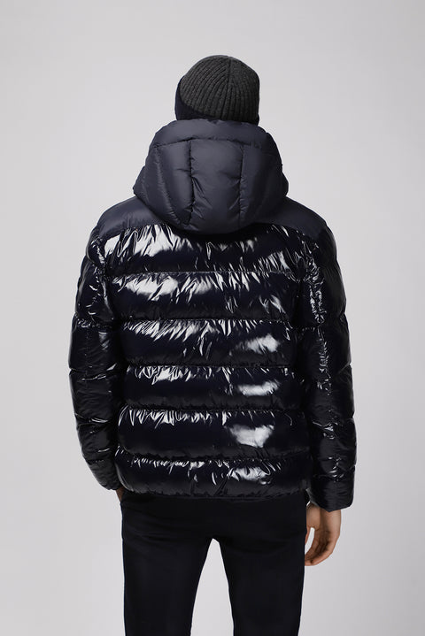 Koyu Lacivert Kapüşonlu Kapitone Spor Şişme Mont