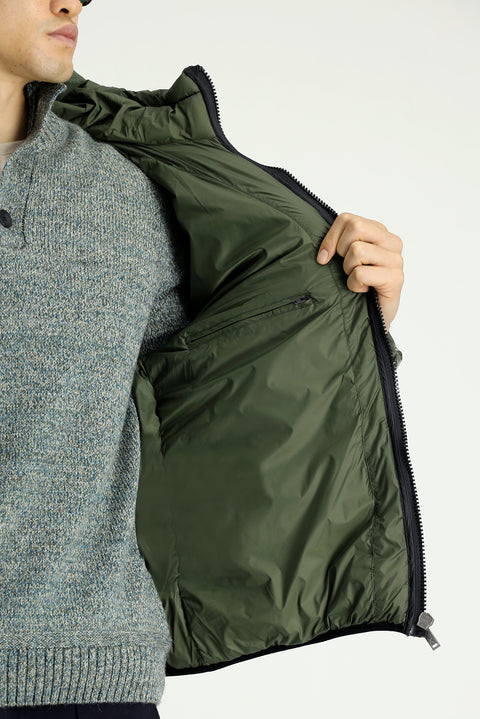 Koyu Haki Kapüşonlu Kapitone Spor Şişme Mont