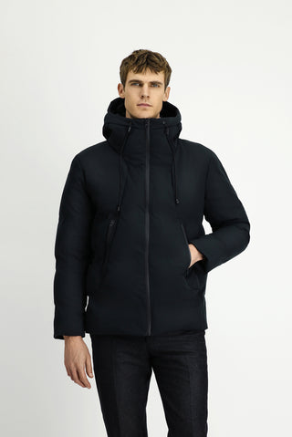  Siyah Kapüşonlu Şişme Spor Mont