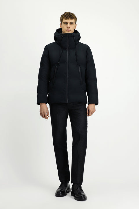 Siyah Kapüşonlu Şişme Spor Mont