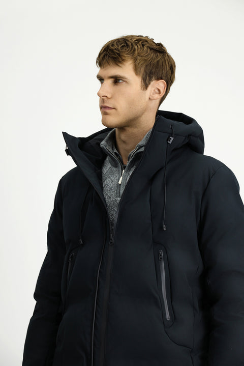 Siyah Kapüşonlu Şişme Spor Mont