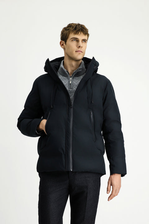 Siyah Kapüşonlu Şişme Spor Mont