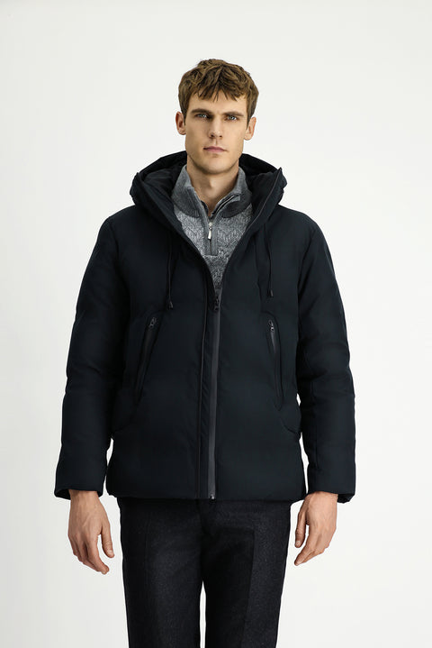 Siyah Kapüşonlu Şişme Spor Mont