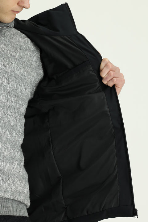 Siyah Kapüşonlu Şişme Spor Mont