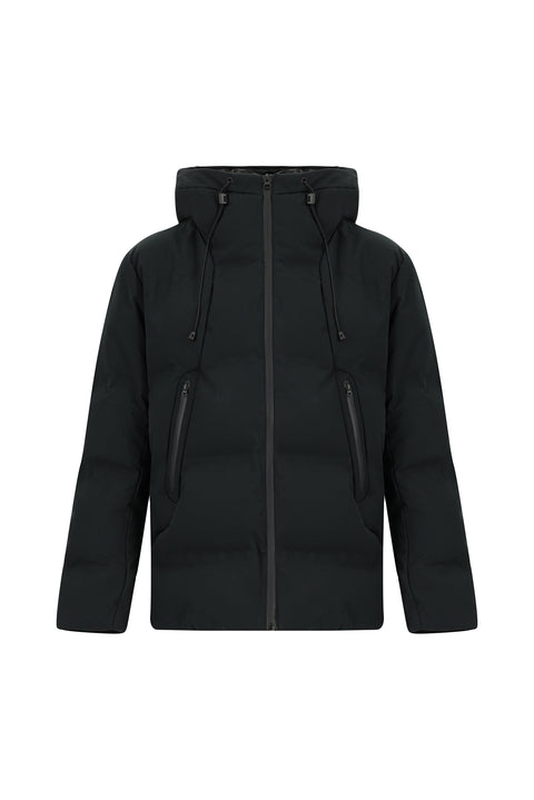 Siyah Kapüşonlu Şişme Spor Mont