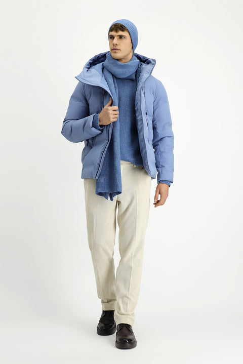 Havacı Mavi Kapüşonlu Şişme Spor Mont