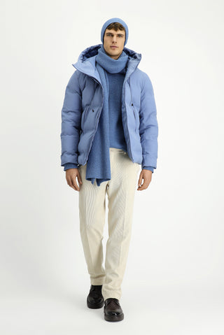  Havacı Mavi Kapüşonlu Şişme Spor Mont