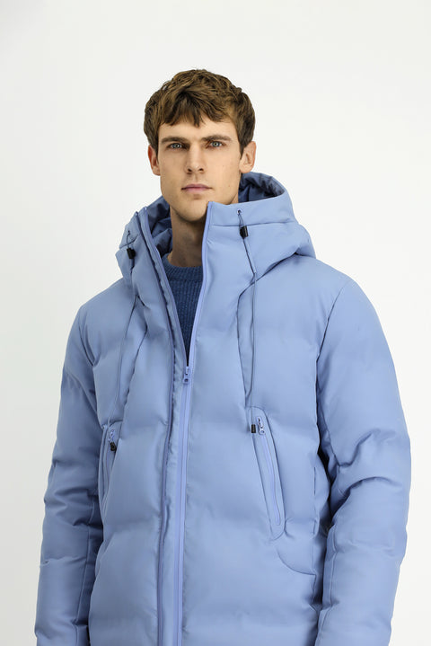 Havacı Mavi Kapüşonlu Şişme Spor Mont