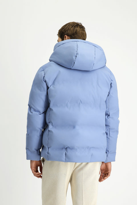 Havacı Mavi Kapüşonlu Şişme Spor Mont