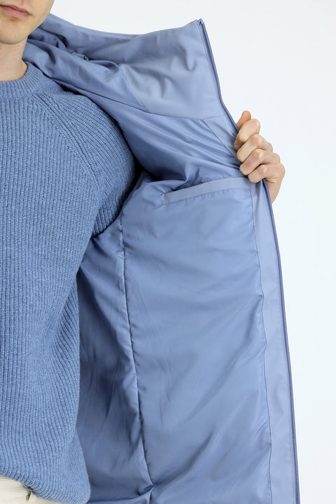 Havacı Mavi Kapüşonlu Şişme Spor Mont