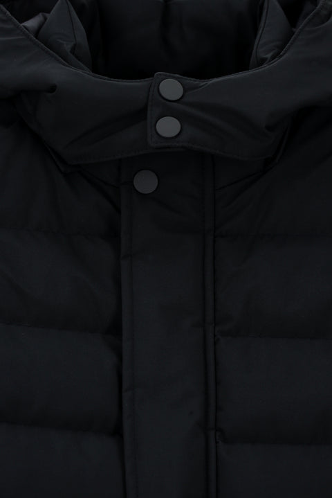 Dark Navy Slim Fit Hooded Jacket with Pockets and Zipper, Windproof, Sporty Puffer Jacket