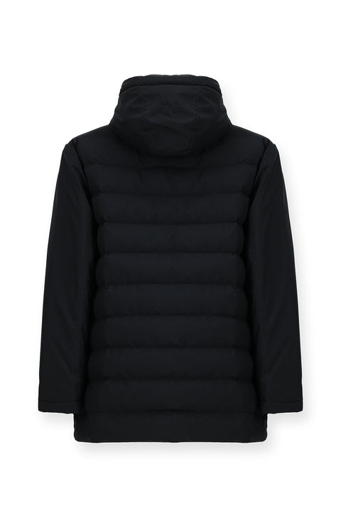 Koyu Lacivert Slim Fit Dar Kesim Kapüşonlu Cepli Fermuarlı Rüzgar Geçirmez Spor Şişme Mont