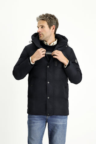  Koyu Lacivert Kapüşonlu Spor Şişme Mont