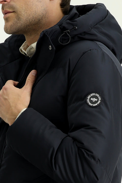 Koyu Lacivert Kapüşonlu Spor Şişme Mont