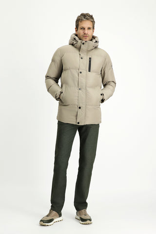  Açık Bej Kapüşonlu Spor Şişme Mont