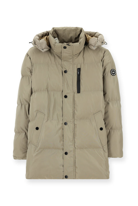 Açık Bej Kapüşonlu Spor Şişme Mont