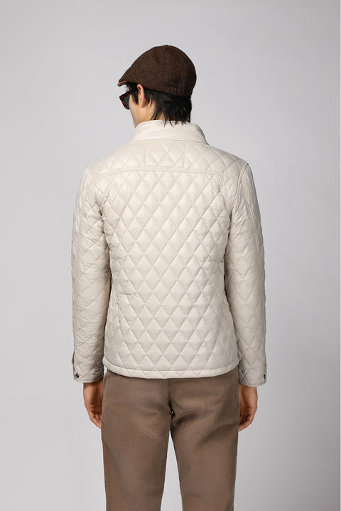 Açık Bej Dik Yaka Cepli Fermuarlı Rüzgar Geçirmez Kapitone Spor Mont