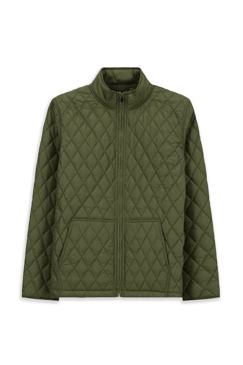 Orta Haki Dik Yaka Cepli Fermuarlı Rüzgar Geçirmez Kapitone Spor Mont