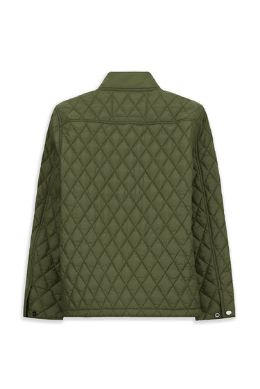  Orta Haki Dik Yaka Cepli Fermuarlı Rüzgar Geçirmez Kapitone Spor Mont