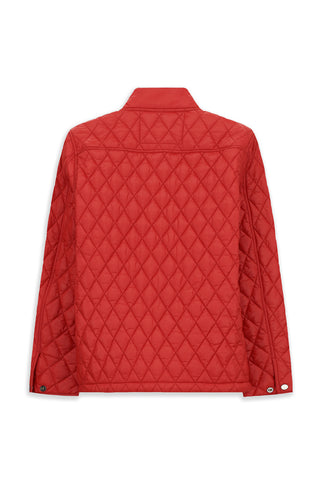  Mercan Kırmızı Dik Yaka Cepli Fermuarlı Rüzgar Geçirmez Kapitone Spor Mont