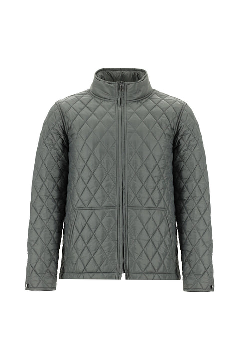 Koyu Antrasit Dik Yaka Cepli Fermuarlı Rüzgar Geçirmez Kapitone Spor Mont