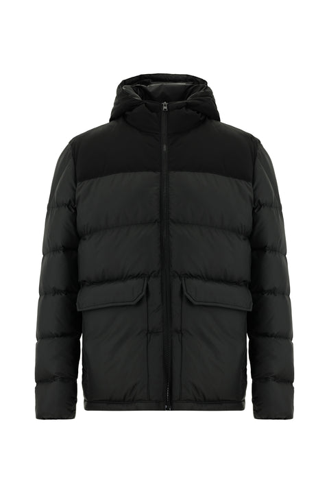 Siyah Slim Fit Dar Kesim Kapüşonlu Spor Şişme Mont