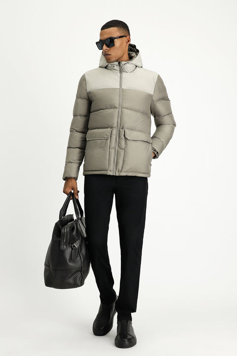 Orta Vizon Slim Fit Dar Kesim Kapüşonlu Spor Şişme Mont