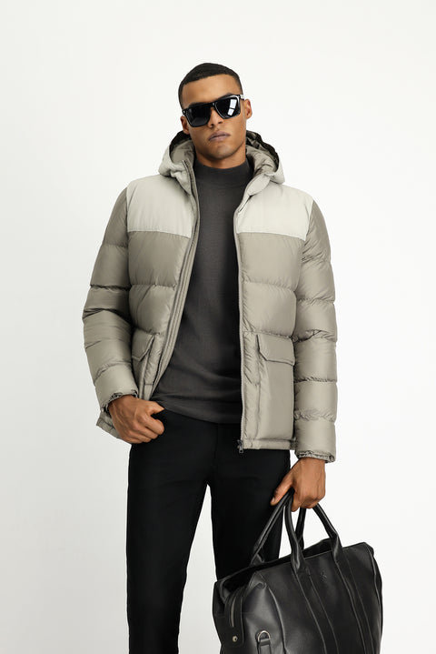 Orta Vizon Slim Fit Dar Kesim Kapüşonlu Spor Şişme Mont