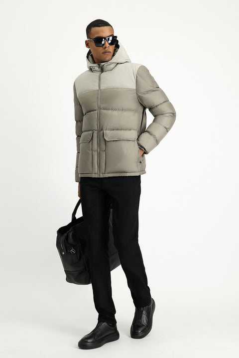 Orta Vizon Slim Fit Dar Kesim Kapüşonlu Spor Şişme Mont