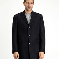 Koyu Antrasit Yünlü Klasik Kaban