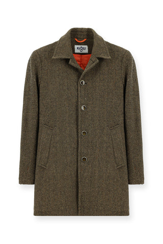  Orta Kahve Desenli Yünlü Kaban