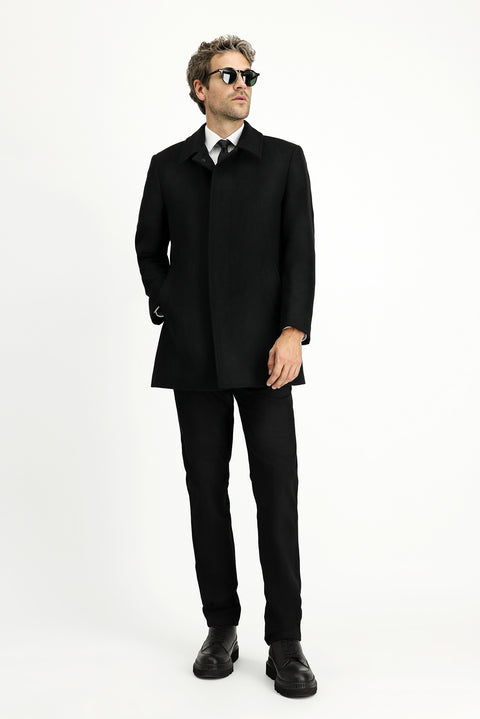 Siyah Yünlü Klasik Kaban