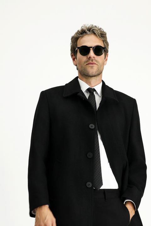 Siyah Yünlü Klasik Kaban