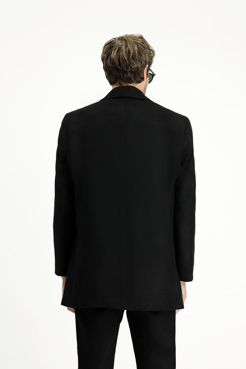 Siyah Yünlü Klasik Kaban